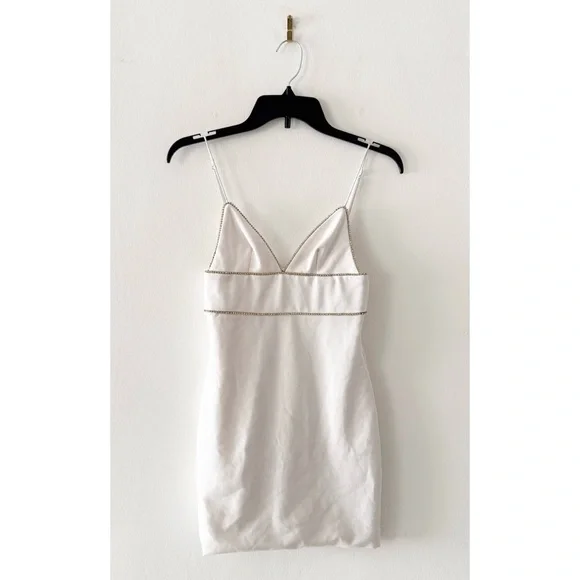 MESHKI Iyana Diamante Crystal Rhinestone White Mini Dress Size XS - Picture 3 of 8
